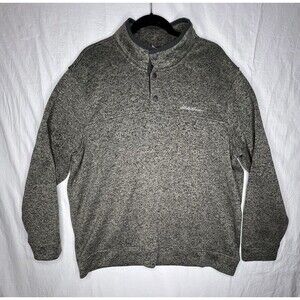 EDDIE BAUER Mens Radiator Fleece Snap Mock Pullover Green Gray Sz XXL